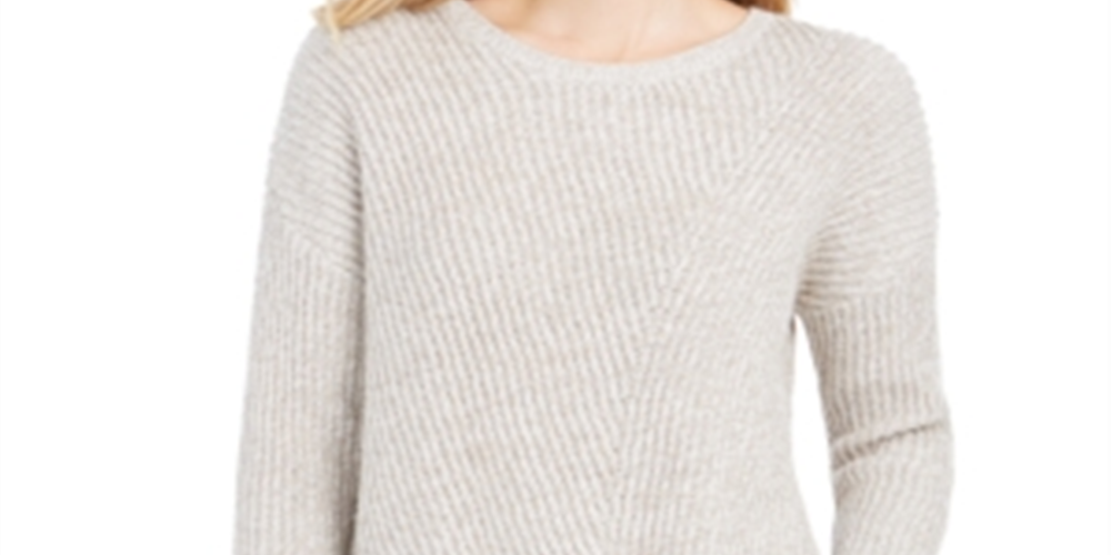 Style & Co Women's Drop Sleeve Ribbed Sweater Brown Size Petite S