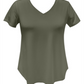 JM Collection Women's V Neck T-Shirt Green Size Large