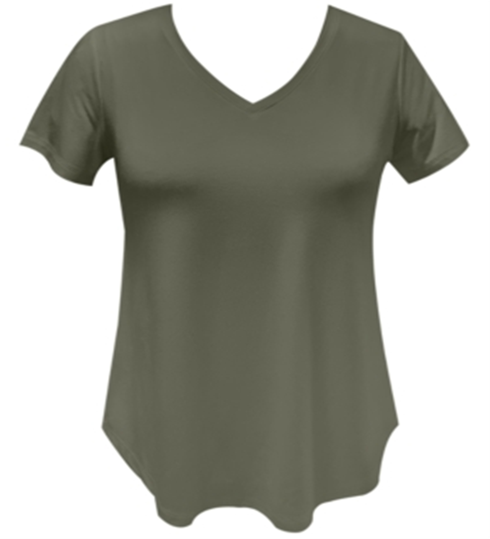 JM Collection Women's V Neck T-Shirt Green Size Large