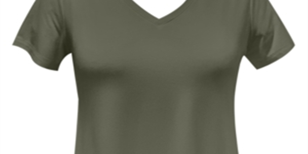 JM Collection Women's V Neck T-Shirt Green Size Large