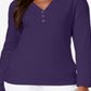 Karen Scott Women's Cotton Henley Top Purple Size Medium