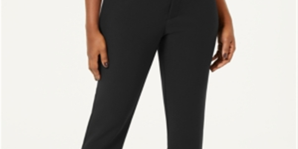 Charter Club Women's Newport Straight Leg Pants Black Size 14