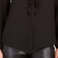 Bar III Women's Ruffle Front Button up Blouse Black Size X-Large