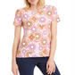 JM Collection Women's Printed Jacquard T-Shirt Pink Size Large