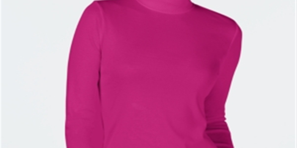 Charter Club Women's Cotton Mock Neck Top Pink Size Large