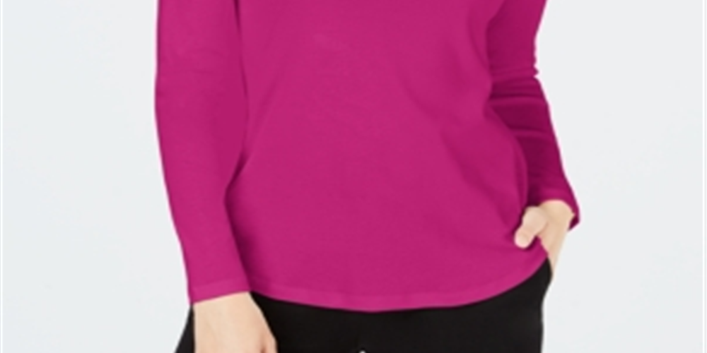 Charter Club Women's Cotton Mock Neck Top Pink Size Large