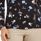 Charter Club Women's Cotton Ditsy Print Top Black Size XX-Large