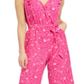 Charter Club Women's Printed Belted Jumpsuit Pink Size 12