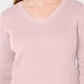 Karen Scott Women's Cotton V Neck Sweater Pink Size Small