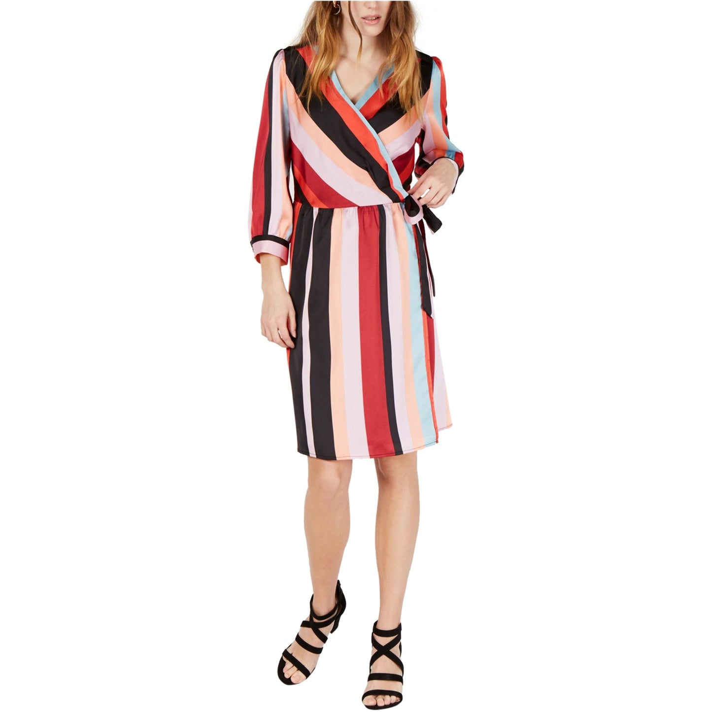 Bar III Women's Striped Wrap Dress Style Multi Stripes Size Large