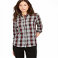 Charter Club Women's Plaid Cotton Button up Shirt  Black Size Petite L