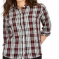 Charter Club Women's Plaid Cotton Button up Shirt  Black Size Petite L