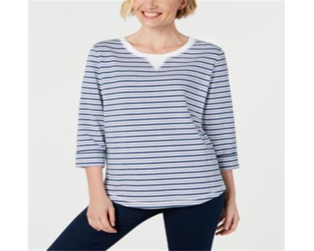 Karen Scott Women's Zoe Sweatshirt  Blue Size X-Large