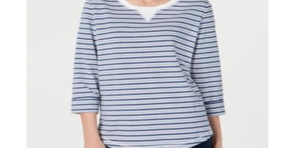 Karen Scott Women's Zoe Sweatshirt  Blue Size X-Large