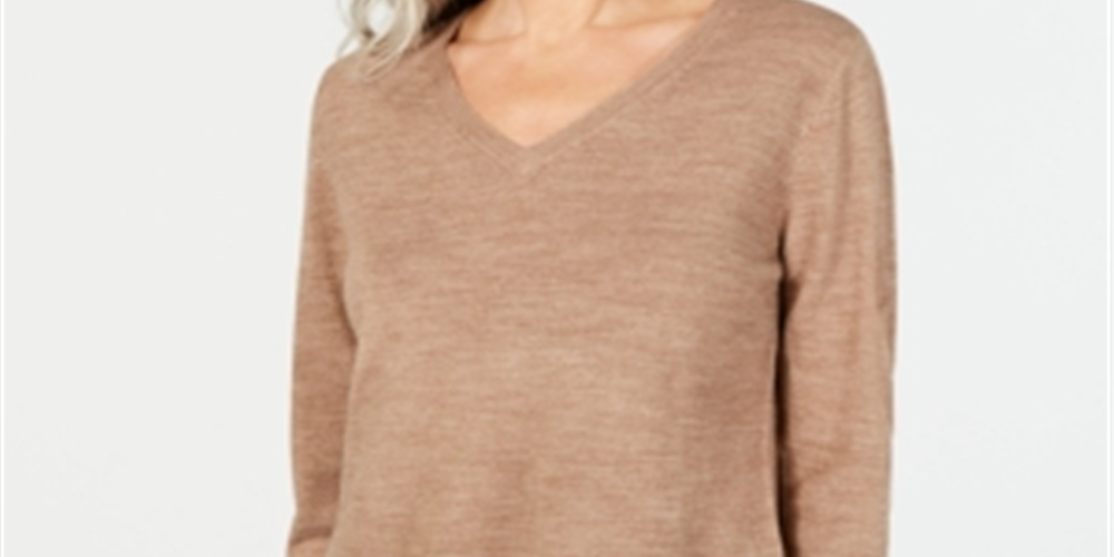 Karen Scott Women's V Neck Sweater Brown Size X-Large