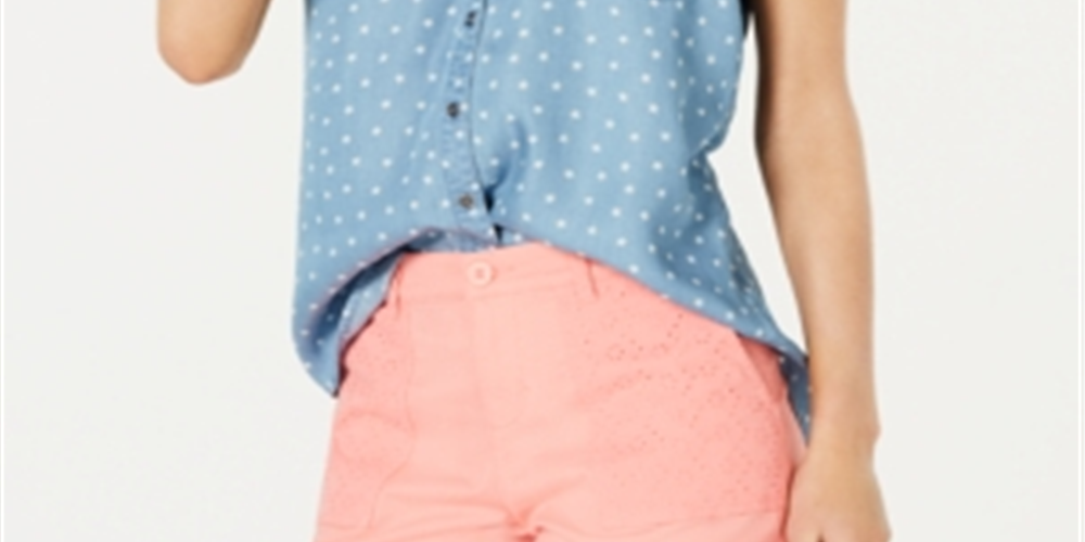 Style & Co Women's Short Sleeve Shirt  Blue Size Medium