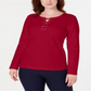Karen Scott Women's Sport Lace up Sweatshirt Red Size Small