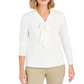 Charter Club Women's Woven Tie Top White Size Medium