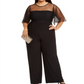 Betsey Johnson Women's Plus Illusion Trim Wide Leg Jumpsuit BlackSize 16W