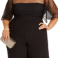 Betsey Johnson Women's Plus Illusion Trim Wide Leg Jumpsuit BlackSize 16W