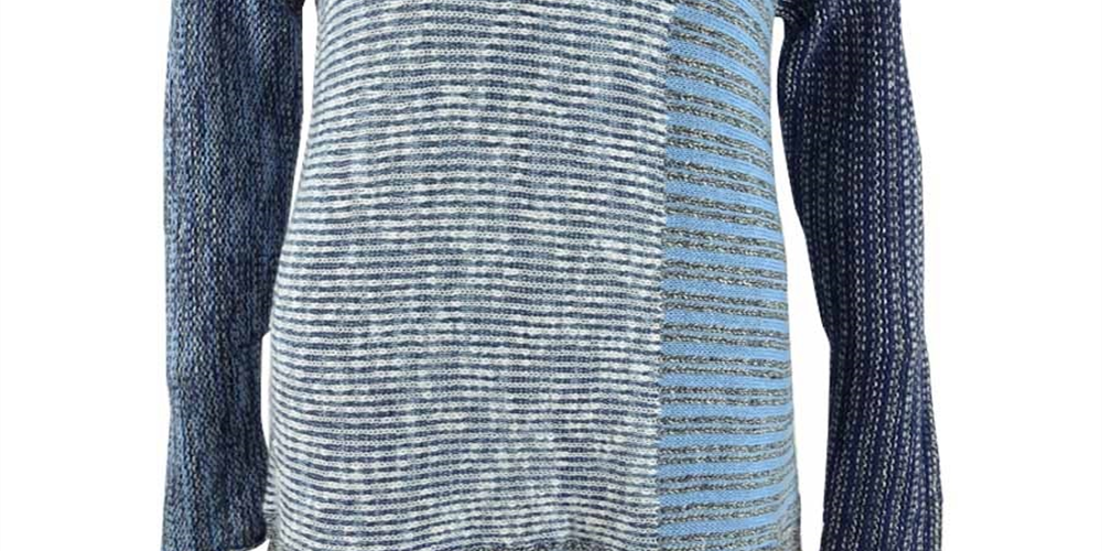 Style & Co Women's Blocked Boat Neck Sweater Blue Size Medium