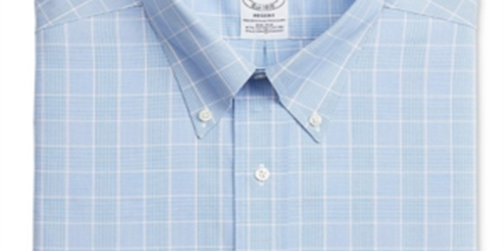 Brooks Brothers Men's Regent Slim Fit Stretch Non Iron Check Dress Shirt Blue Size 16-35