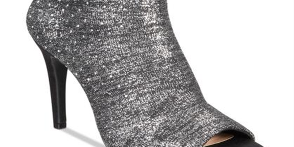 INC International Concepts Women's Rielee 2 Rhinestone Open Toe Ankle Boots Gray Size 10 M