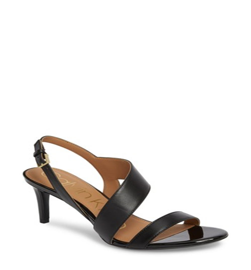 Calvin Klein Womens Lancy Nappa Leather Open Toe Formal Ankle Strap Sandals Black Size 5.5 M