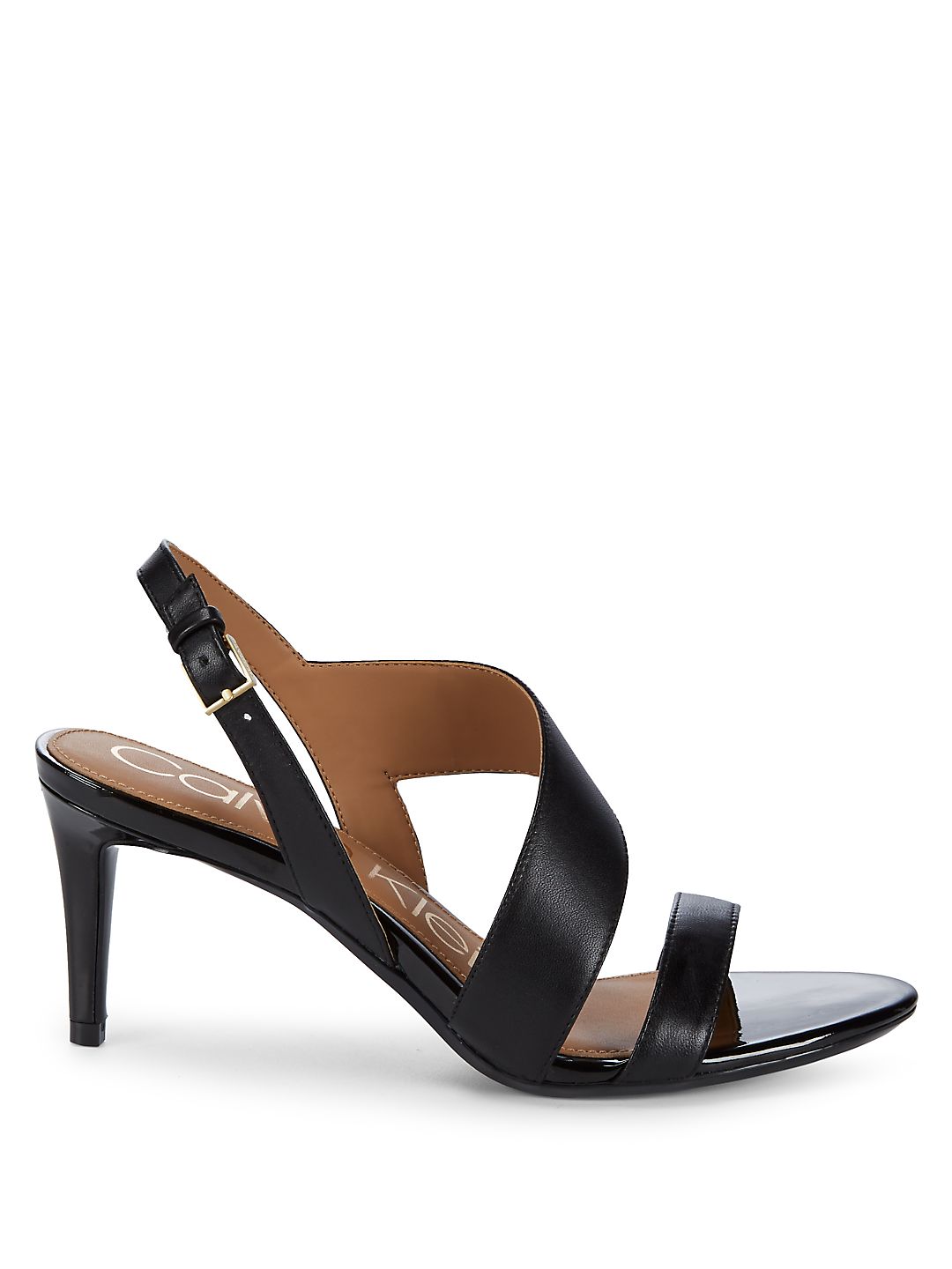 Calvin Klein Womens Lancy Nappa Leather Open Toe Formal Ankle Strap Sandals Black Size 5.5 M