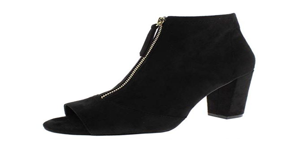 INC International Concepts Women's Kirsi Faux Suede Block Heel BootiesBlack -Size 8.5