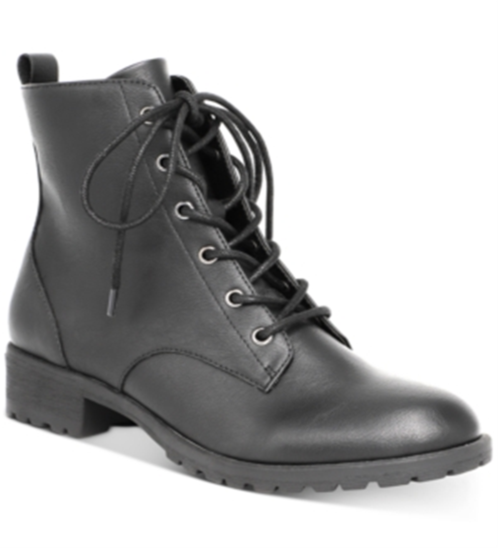 American Rag Women's Franie Leather Closed Toe Ankle Combat Boots Black Size 9 M
