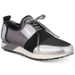 Material Girl Women's Camouflage Mixed Media Color Block Elastic Strap Heel Tab Faux Laces Cushioned Metallic Annya Almond Toe Wedge Gray Size 8 M