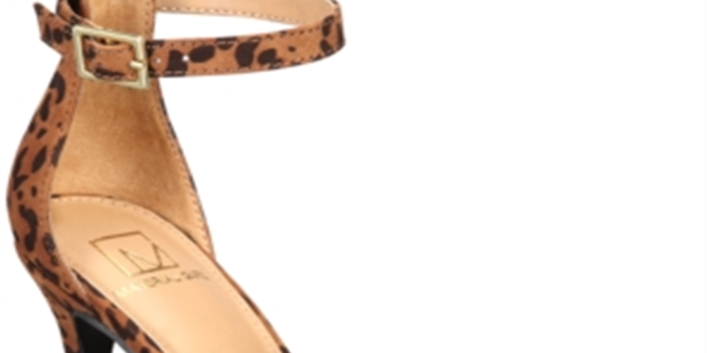 Material Girl Women's Blaire 5 Animal Print Ankle Strap Pumps Brown Size  9.5 M
