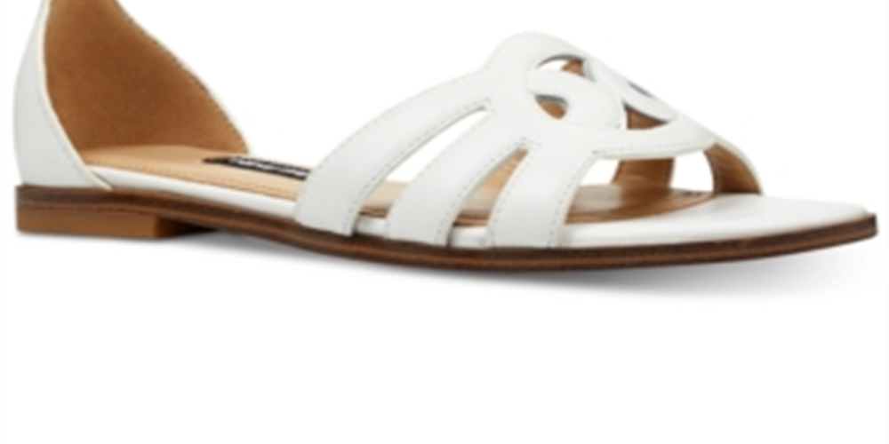 Nine West Women's Genna Leather Open Toe Casual Ankle Strap Sandals White Size 9 M