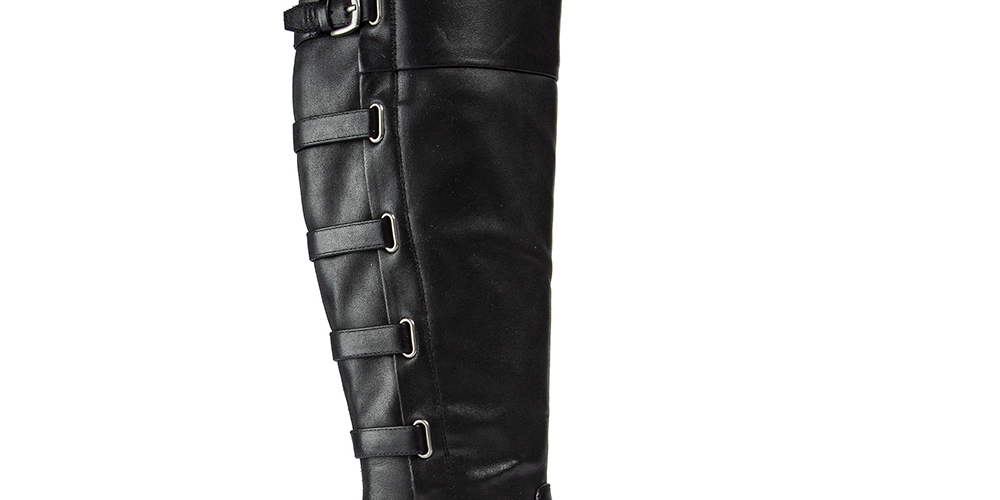 Baretraps Women's Cushioned Buckle Accent Strappy Gyllian Round Toe Block Heel Zip up Boots Black Size 9.5 M