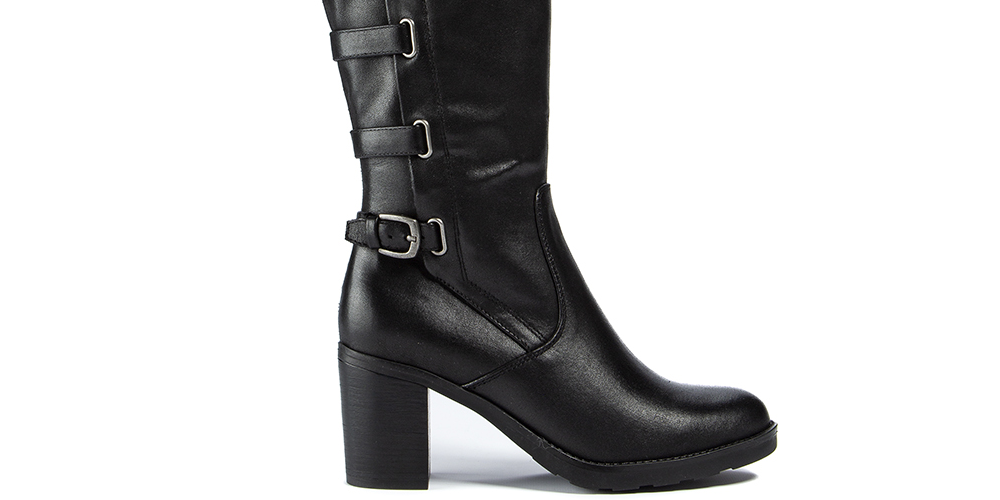 Baretraps Women's Cushioned Buckle Accent Strappy Gyllian Round Toe Block Heel Zip up Boots Black Size 9.5 M