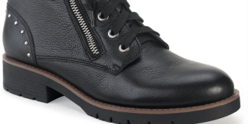 American Rag Women's Tatum Leather Studded Combat Boots Black Size 5 M