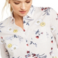 Charter Club Women's Floral Print Button Down Linen Shirt Red Size X-Large