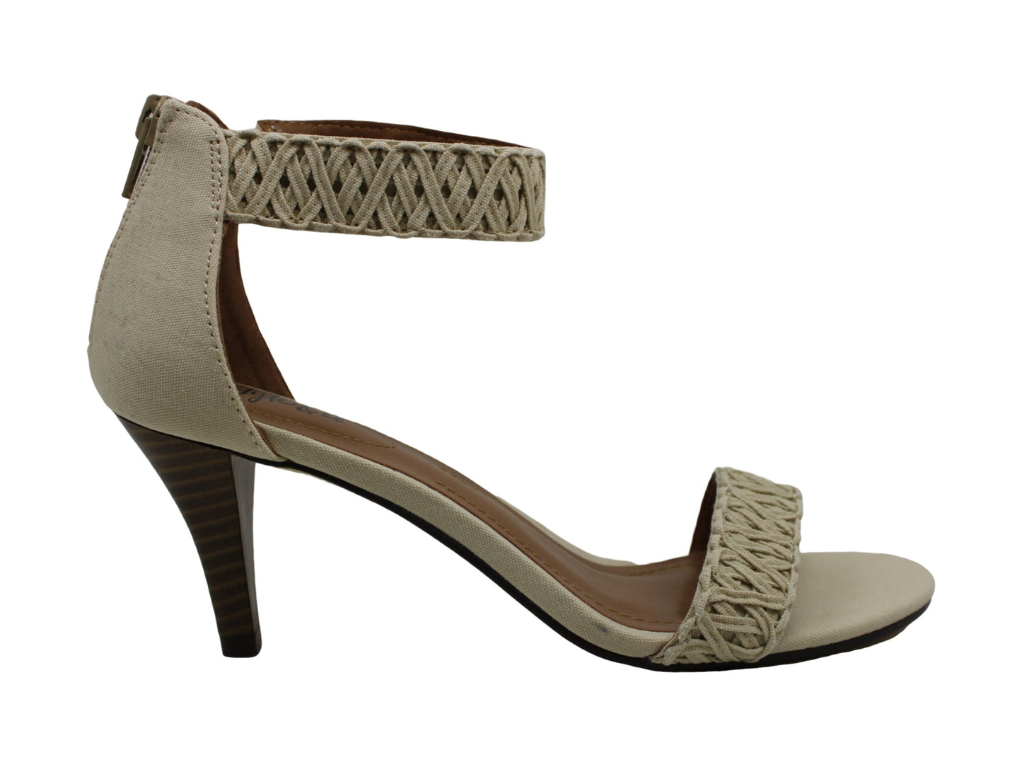 Style & Co Women's Paycee Fabric Open Toe Special Beige  Size 5 M