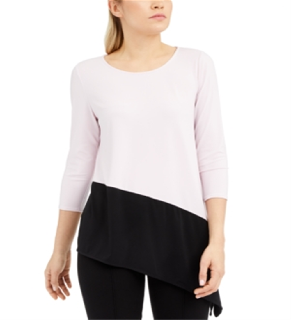 Alfani Women's Colorblocked Asymmetrical Top Pink Size X-Large