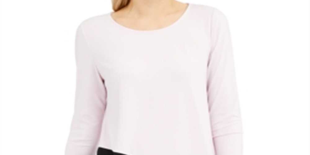 Alfani Women's Colorblocked Asymmetrical Top Pink Size X-Large