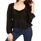 Cinch Women's Peplum Cinched Top Black Size Medium