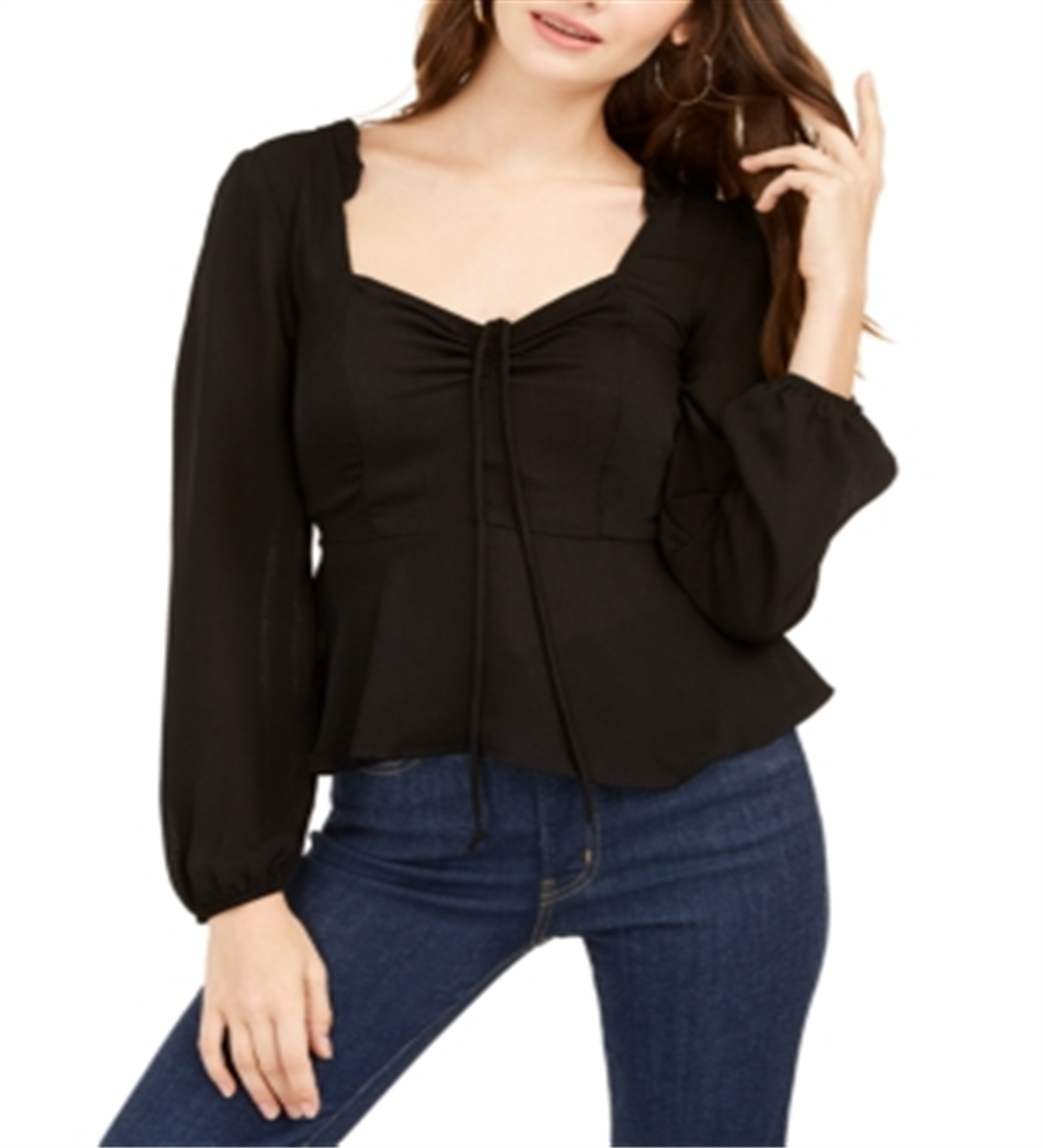 Cinch Women's Peplum Cinched Top Black Size Medium