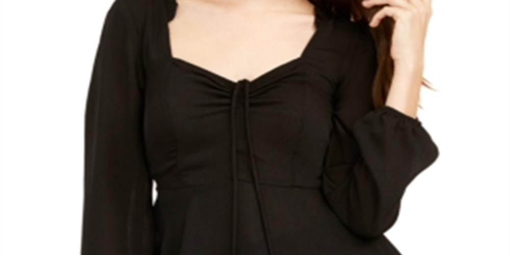 Cinch Women's Peplum Cinched Top Black Size Medium