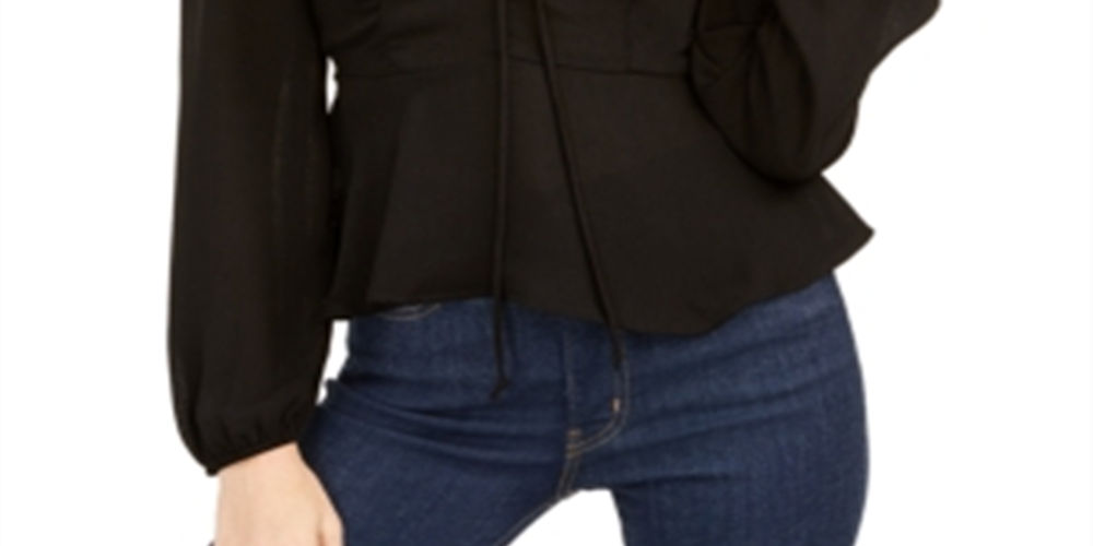 Cinch Women's Peplum Cinched Top Black Size Medium
