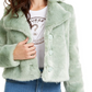 Guess Women's Minted Faux Fur Coat Green Size XL