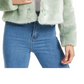Guess Women's Minted Faux Fur Coat Green Size XL