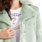 Guess Women's Minted Faux Fur Coat Green Size XL