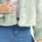 Guess Women's Minted Faux Fur Coat Green Size -M
