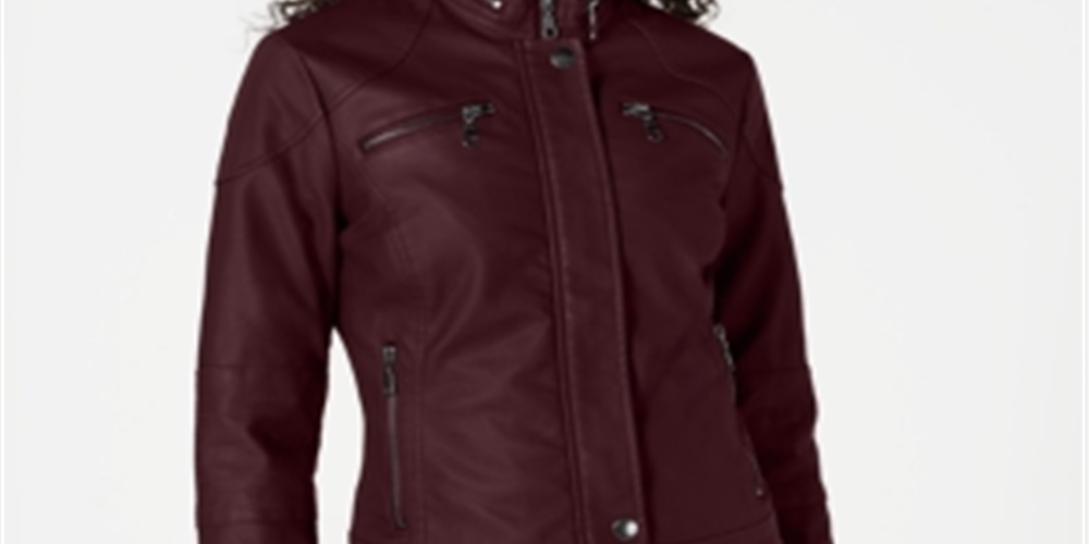 Maralyn & Me Junior's Faux Leather Moto Jacket Brown Size Small